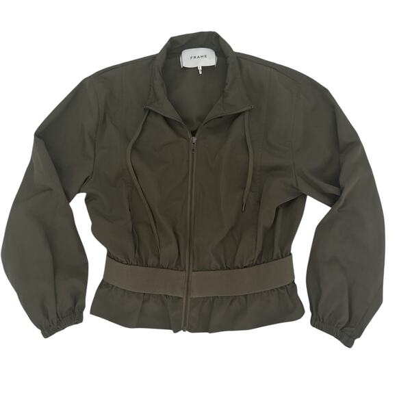 Frame Pintuck Bomber Women’s Small Army Green Zip Up - Picture 2 of 13